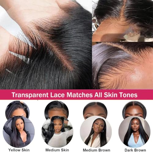 13x6 HD Lace Front Wigs Human hair Pre Plucked 200 Density Brazilian Body Wave Frontal Wigs Human Hair with Baby Hair Natural Hairline Natural Black Color 22Inch