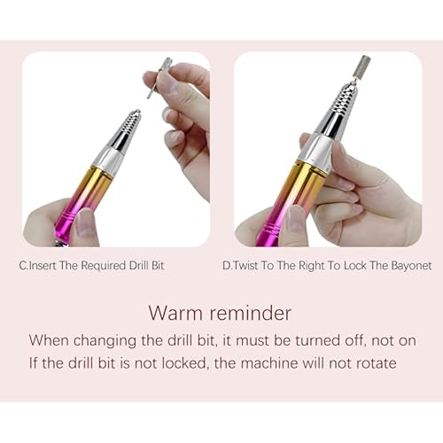 Nail Drill Machine - Finger and Toe Nail Care - Manicure and Pedicure Set -GLHDDL Portable Professional Nail Drill - with Drill Kit - for Nail Salon Home (Pink, Coreless Motors)