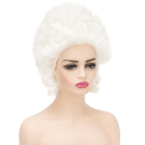 Daiaces Victorian Wig for Women White Marie Antoinette Wigs,Vintage Beehive Wig18th Century Rococo Costume Cosplay Wigs Party Halloween