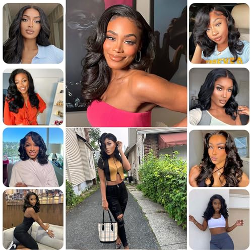 Wear and Go Glueless Wig - Body Wave Lace Front Human Hair Wigs for Black Women - Pre Plucked and Pre Cut 4x4 Lace Closure - No Glue Needed for Beginners (22 Inch)
