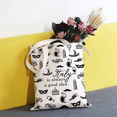 Italy Travel Gift Bag - Is Always A Good Idea - Zipper Pouch Makeup Bag (White Tote)