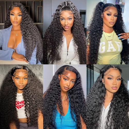 13x6 HD Transparent Swiss Lace Deep Wave Lace Front Wigs Human Hair 200% Density Deep Curly Human Hair Wig 20 Inch