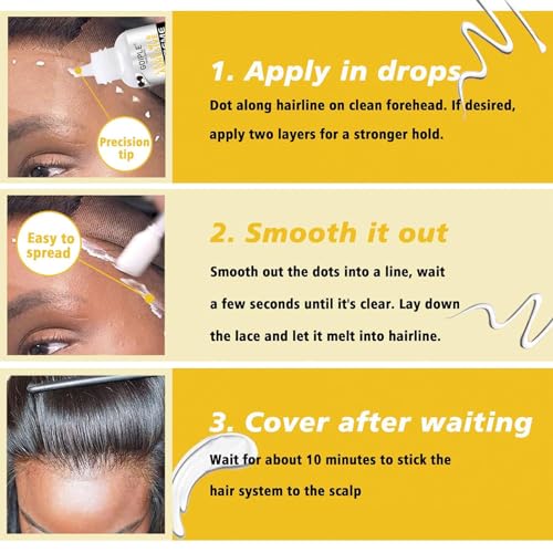 Goiple Wig Glue for Lace Front Wigs, Waterproof Lace Front Wig Glue for Wigs, Strong Hold Transparent Lace Adhesive for Hair Replacement Invisible Hair Bonding Wig Adhesive(1.28 fl oz)
