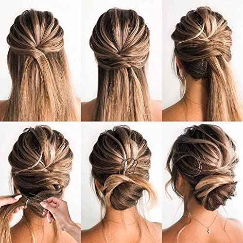 8 Pieces Side Combs, Metal Fork Clip Pins for Buns, 4 Prong Updo U-Shape Sticks for Women Hair Styling Tool Accessories