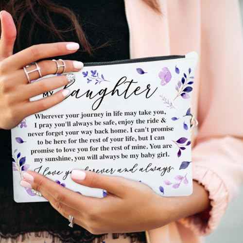 Daughter Gift from Mom, Christmas, Birthday, Graduation Gift for Daughter from Mother Makeup Bag, You Are My Sunshine
