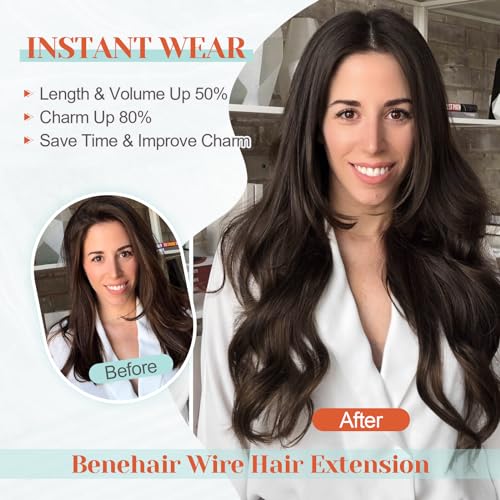 Halo Hair Extensions, Benehair Halo Blonde Hair Extensions for Women, 100% Human Hair Invisible Wire Hair Extensions for Adding Volume, 18 Inch Halo Extensions #60 Platinum Blonde 65g