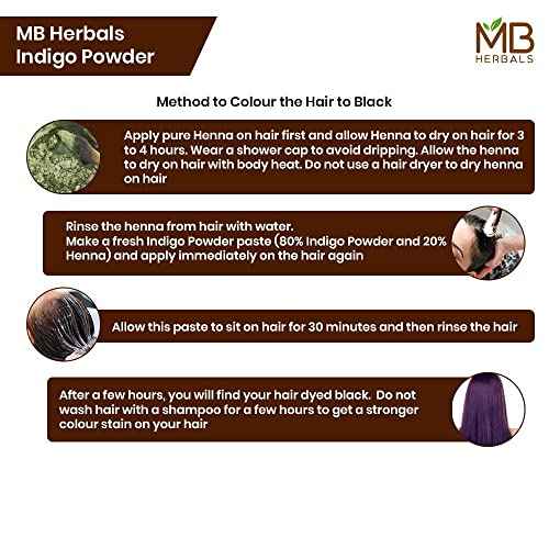 MB Herbals Indigo Powder 8 oz / 227 Gram (0.5 LB) | 100% Pure Organically Grown Indigo from Tamilnadu India | No Preservatives No Coloring Agents NATURAL GREEN POWDER