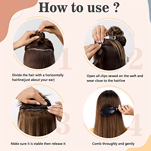 S-noilite Clip in Hair Extensions Human Hair Clip in Human Hair One Piece/5 Clips/3/4 Full Head Standard Weft Clip in Extensions 100% Remy Human Hair Straight 22"-55g (#613 Bleach Blonde)