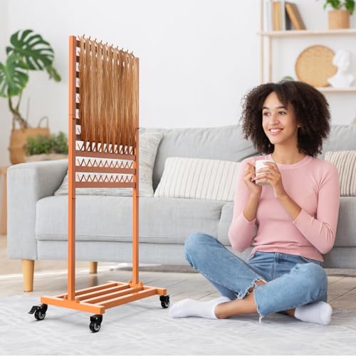 Braiding Hair Rack 300 Pegs Metal Hair Extension Holder 2-Sided Adjustable Hair Braid Tools Hair Separator Stand with Wheels Tangerine Yellow Standing Braid Rack for Hair Stylist