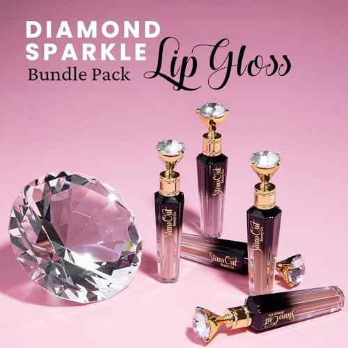 StansOut Diamond Lustre Lip Gloss Bundle - 5 Pack - Fancy Warm, Light, Pink, Sugar, Bare - Vitamin E & Argan Oil Infused - Long-Lasting Lustrous Shine - Hydrating Formula - Portable Elegance