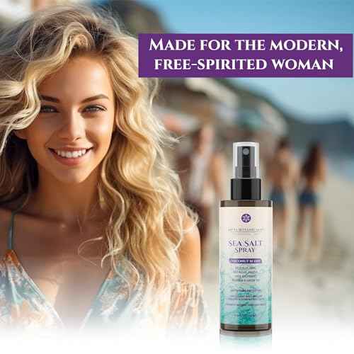 Coconut Sea Salt Hair Texturizing Spray with Castor Oil, Aloe Vera, Red Algae, Kelp, Raspberry, and Green Tea (8.8 Oz)