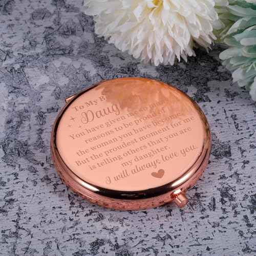 Stocking Stuffers for Teen Girls - White Elephant Gifts Daughter Gift Compact Mirror from Mom Dad Rose Gold Makeup Mirror for Her Teen Girls Daughter in Law Unique Wedding Birthday Christmas