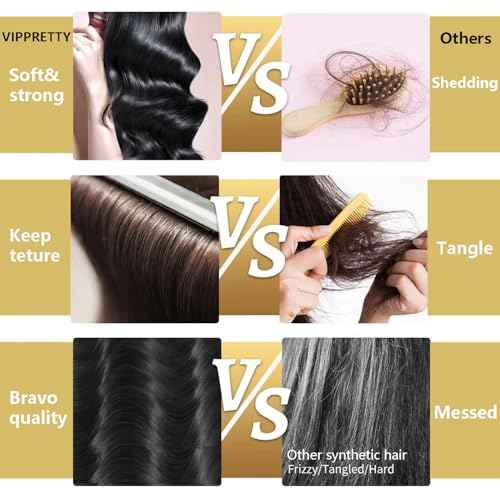 Synthetic Lace Front Wig, 13x6 Lace Frontal Wigs Human Hair Touch Pre-Plucked Long Straight Glueless 1B Black Wig 30 inch Vogue Highlight Technology-Premium Fiber & Human Hair Blended