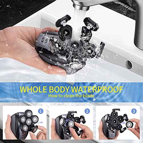 Head Shavers for Men - Upgraded Multifunctional Bald Head Shaver, Waterproof Electric Razor for Men Cordless Rechargeable Shaving Grooming Kit (Blue)