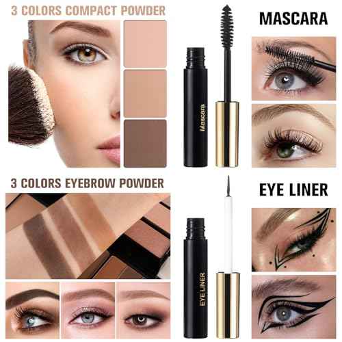 Professional Makeup Kit for Women Girl Full Kit with Mirror 60 Colors All in One Make up Gift Set Included Eyeshadow,Blusher,Highlighter,Compact Powder,Brow Powder,Lipstick,Glitter,Eyeliner,Mascara 02