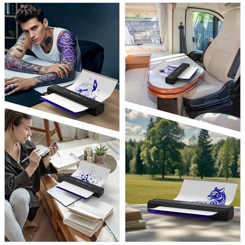 NEWYES Tattoo Stencil Printer Wireless Portable Tattoo Printer Kit Thermal Tattoo Machine for Tattoo Artists & Beginners, Matte Effect Clear Printing, Compatible with Mobile Phone, Pad, PC