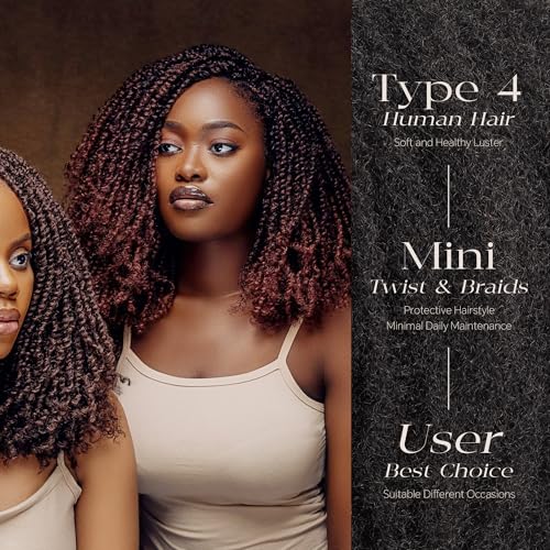 BLL Afro Kinkys Bulk Human Hair-100% Human Hair for Mini Twist Braiding Dreadlock Loc Extensions Afro Kinky Curly Hair Bulk Black Color (30#, 22 Inch Pack Of 1)