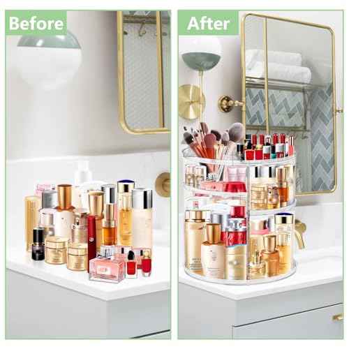 360 Acrylic Rotation Makeup Organizer, Large Capacity, Easy Access, Sturdy, Multi-functional, Great Gift Idea