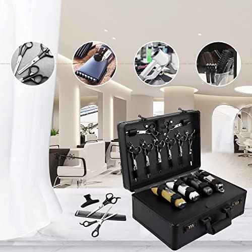 Professional Barber Supplies Case for Barber,Portable Barber Travel Carrying Case for Hair Stylist& Pet Groomer,Multi-Space Design, Sturdy, Large-Capacity Mobile Barber Stations-Black