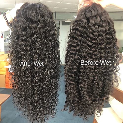 13x6 Deep Wave Lace Front Wigs Human Hair HD Lace Front Wigs for Black Women Pre Plucked Brazilian Deep Curly Human Hair Wig 180% Density Glueless Frontal Wigs (22 Inch)