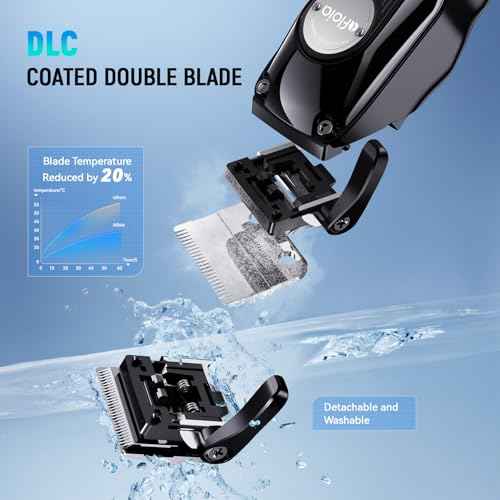 Professional Hair Clippers Trimmer for Men - Cordless Barber Clippers Set with High Torque Brushless Motor & DLC Coated Detachable Blade& Charging Stand, Premium Gifts for Men