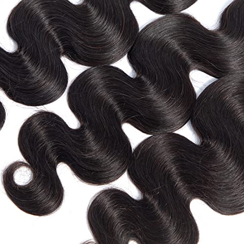 Body Wave Human Hair 3 Bundles 14 16 18Inch Bundles Human Hair 100% Unprocessed Brazilian Virgin Human Hair Weave Bundles Body Wave Hair Extensions Natural Color Can Be Dyed