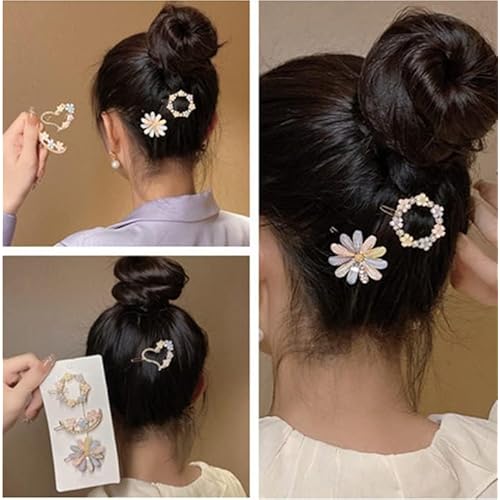 Rhinestone Hair Clips Girls Hair Accessories Heart Flower Hair Clips Cute Hair Styling Accessories for Women Teen Girls Moon Hair Barrettes Metal Hair Pins Non slip 4Pcs