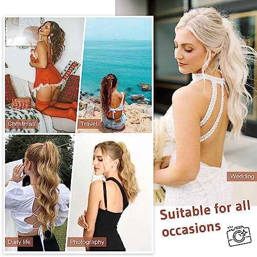 FLUFYMOOZ Ponytail Extension, 18 Inch Claw Clip Ponytail Extension, Wavy Curly Claw Clip in Ponytail Hair Extensions, Natural Fake Ponytail Synthetic Hairpiece for Women (Natural Black)