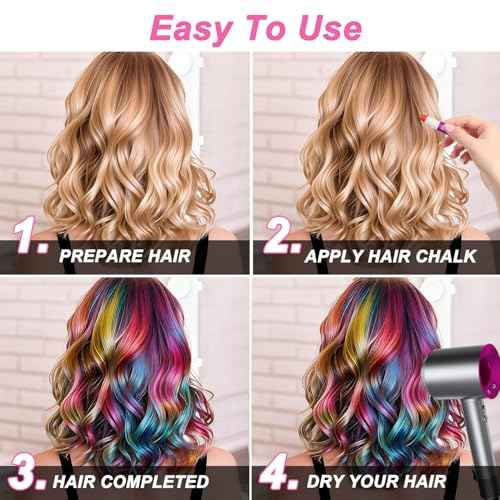 Girl Gifts Hair Chalk£¬10 Color Temporary Kits Low stimulation Washable Hair Dye Colourful Pens.for Makeup Toy Kids Ages 6-13 Years Old£¬Birthday Gifts Halloween Christmas & Festival Party