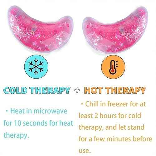 Reusable Hot and Cold Gel Eye Patches for Puffy Eyes, Multi-Color Glitter, Cooling Therapy Eye Mask, 5 Pairs (Star Model)