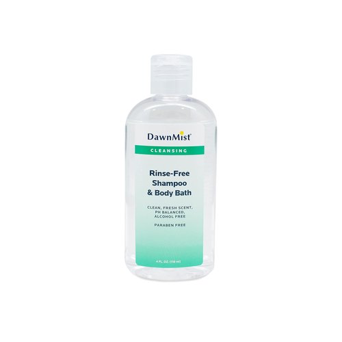 Dukal Dawn Mist Rinse Free Shampoo and Body Bath with Dispensing Cap, 4 oz. Bottle (Pack of 96)