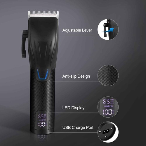 Dumite Professional Hair Clippers Trimmer Kit,Cordless Hair Clippers for Men,Barber Fading Clipper and Zero Gap T-Blade Trimmer Set with LED Display for Mens Gifts (Black)