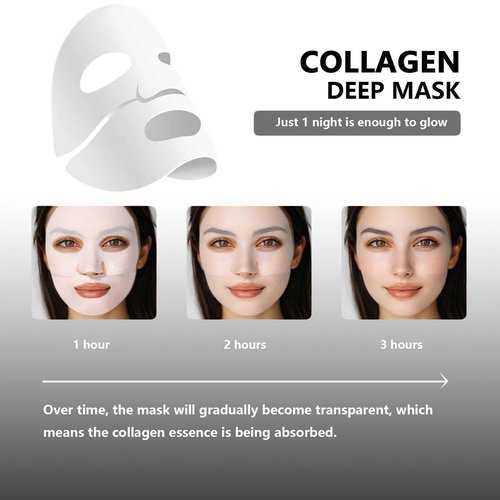 Sokgo Low Molecular Weight Collagen Overnight Hydrogel Mask, Enhances Skin Elasticity, Reduces Pores, Transforms from White to Transparent Upon Absorption Skin Care Treatment,