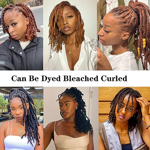 Loc Extension Human Hair 16inch 30Strands 0.4cm Width Natual Black Can Be Dyed Bleached Curled 100% Full Handmade Permanent Dreadlock Extensions for Women/Men