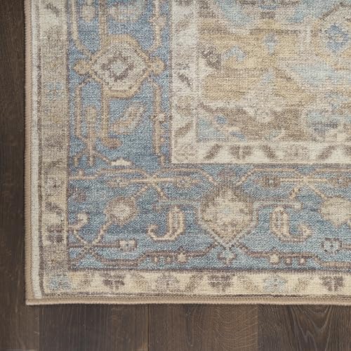 Nourison Home Vintage Washables Blue Green 4' x 6' Area Rug - Easy Clean, Non Shedding, Bed Room, Living Room, Dining Room, Kitchen (4' x 6')