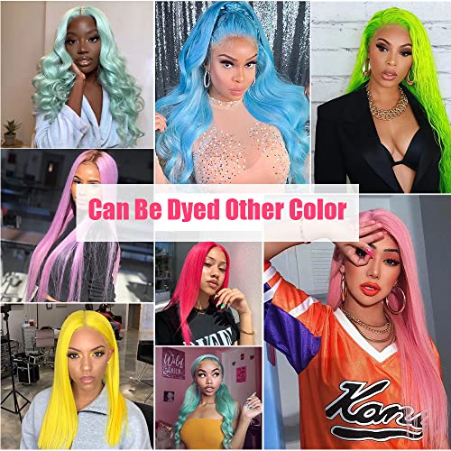 613 Lace Front Wig Human Hair 28Inch 13x4 Blonde Lace Front Wigs 210% Density 613 HD Lace Frontal Wig 12A Brazilian Long Straight Human Hair for Women Glueless Wigs Pre Plucked with Baby Hair