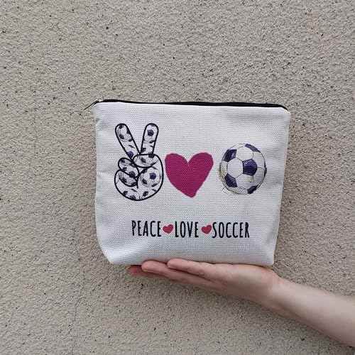 Soccer Gifts Cosmetic Bag for Women Birthday Christmas Gifts Soccer Fans Friends Soccer Players Team Gifts Toiletry Makeup Bag Sport Soccer - Peace Love Soccer