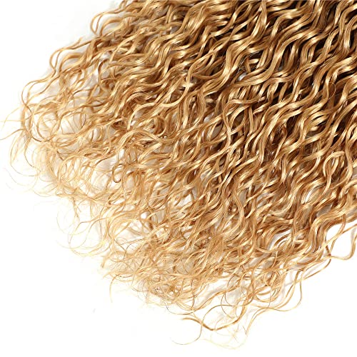 27 Bundles Human Hair Blonde Kinky Curly Human Hair Bundles 20 20 20 Inch Brazilian Virgin Hair 3 Bundles Honey Blonde Bundles Human Hair Color #27 Curly Bundles Hair Weave