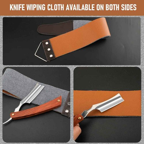 Straight Razor With Strope - Professional Straight Edge Barber Premium Stainless Steel Shaver With Shaving Strop for Men Home & Salon Grooming Using (NO.150)
