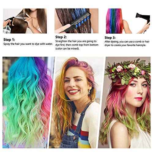 EBANKU Temporary Hair Chalk Comb, 6 Color Washable Hair Chalk Set for Girls Kids Gifts on Cosplay DIY Halloween Christmas Birthday Party Children's Day