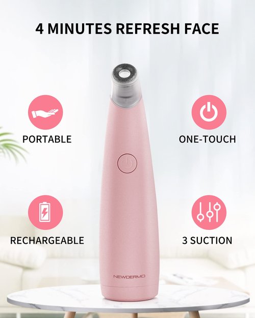 NEWDERMO 2-in-1 Microdermabrasion Machine for Facial, Diamond Microdermabrasion Device USB Rechargeable (Pink) with Microdermabrasion Machine Pro(White)