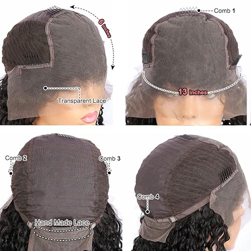 13x6 Lace Frontal Wigs for Black Women Pre Plucked Lace Wig Glueless Brazilian Remy Human Hair Wigs with Baby Hair (18 inch, 150% Density Lace Front Wig)
