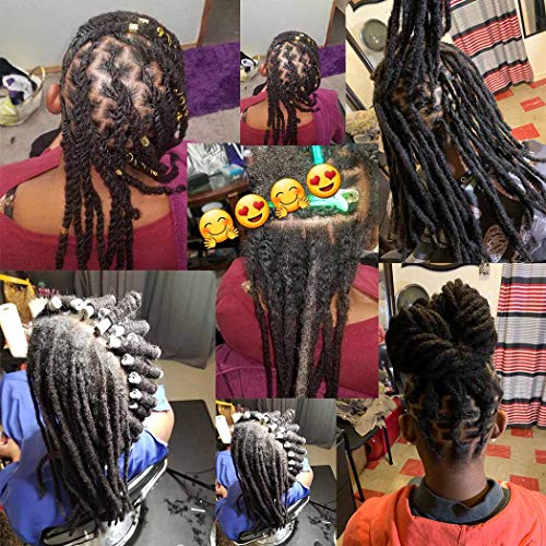 Human Hair Dreadlocks Extension Handmade Locs Small Size(diameter 0.4cm) 14inch 30 Strands/pack Natural Black #1B
