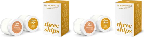 Three Ships Lip Treatment Kit - Buttercream Hydrating Lip Mask and Vanilla Lip Exfoliator – Soothing Natural Lip Care for Dry, Damaged Lips – As Seen on Dragons’ Den, 2 x 15g (Pack of 2)