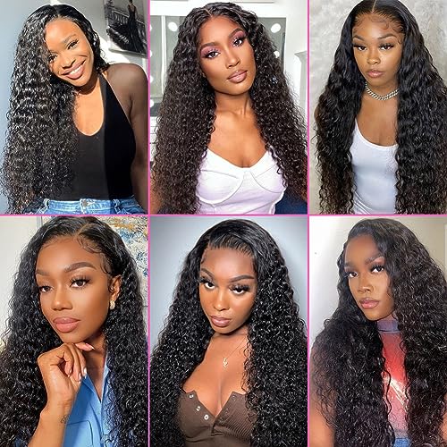 Metamuclia Wear and Go Glueless Wig Water Wave Wigs Human Hair Pre Plucked Pre Cut Lace 180 Density 4X4 HD Lace Closure Wigs for Women Upgraded No Glue Wet and Wavy Lace Front Wigs with Baby Hair 18"