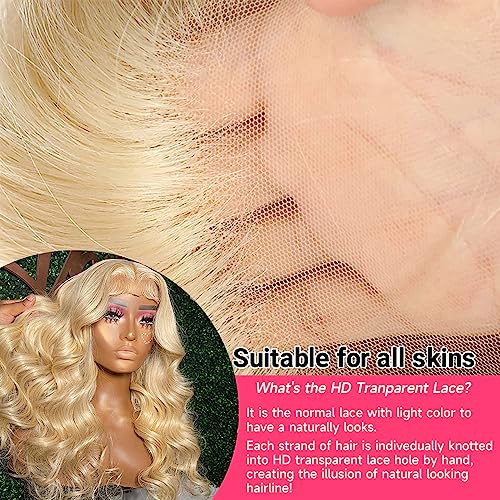613 Lace Front Wig Human Hair 13x6 Transparent Lace, 613 Body Wave Lace Front Wig Human Hair, 200% Density Lace Front Wigs Pre Plucked with Natural Hairline (26 Inch)