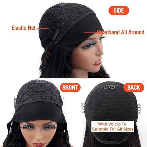 XSY Headband Wig Human Hair Kinky Curly 20 Inch Headband Wigs for Black Women Deep Curly Human Hair Wigs None Lace Front Wig 150% Density Natural Black Color