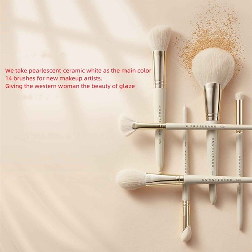 RIJAHO Makeup brush gift set: 14 piece professional makeup brush advanced synthetic kabuki brush set foundation make-up powder blusher eye shadow concealer high gloss brush mixed makeup brush set
