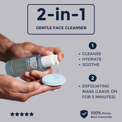 Prettyboy Face Revival Gel Moisturizer For Men & Fresh Start Gentle Face Cleanser Bundle, Hydrating Cream & Cleanser That Refreshes Dry Skin, Irritation, & Redness - 2 Count