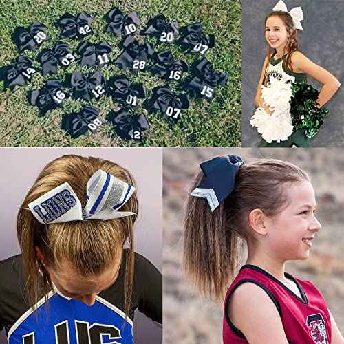 18 PCS 8" Large Red Cheer Hair Bows Ponytail Holder Elastic Band Handmade for Cheerleaders Teen Girls College Sports